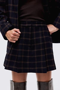 Jupe-short plissée en laine mélangée