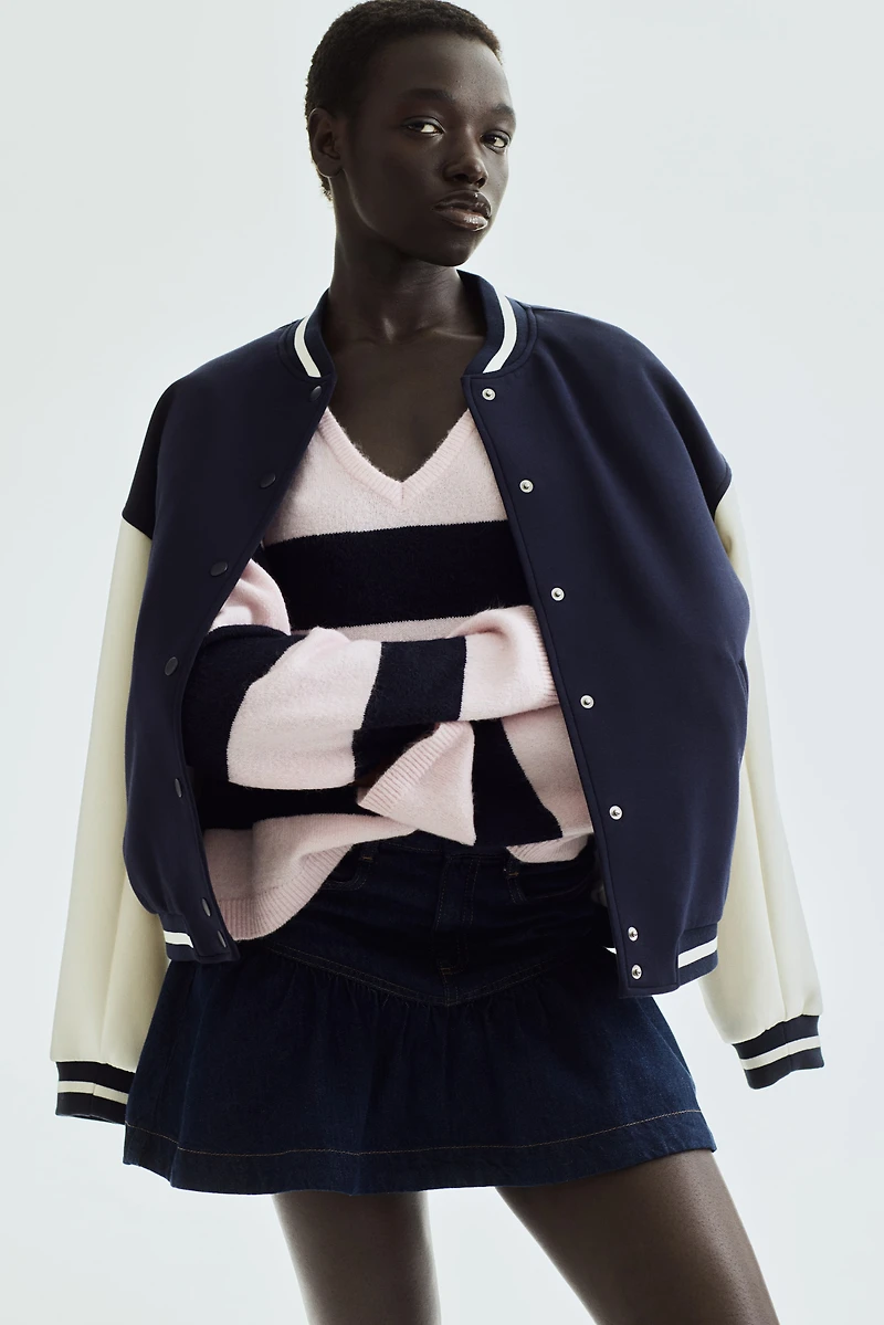 Fine-Knit V-Neck Sweater