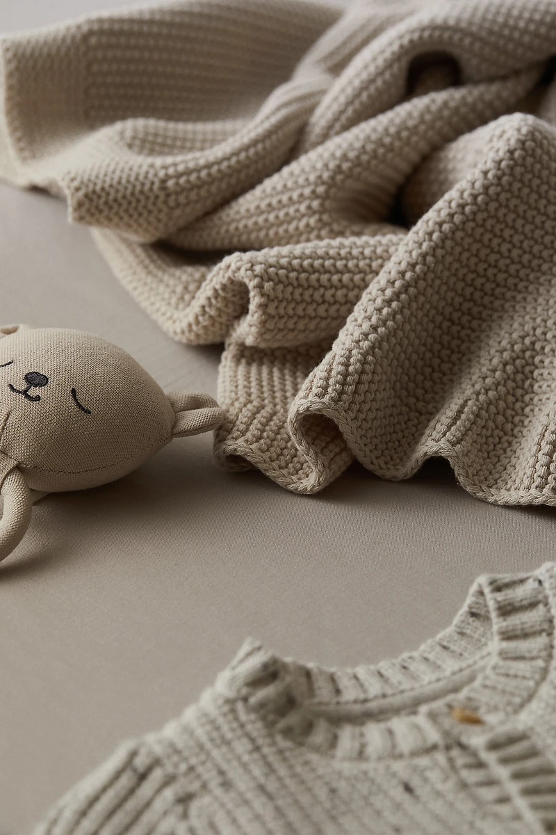 Moss-Stitched Cotton Baby Blanket