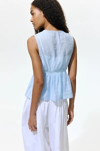 Lace-Trimmed Peplum Top