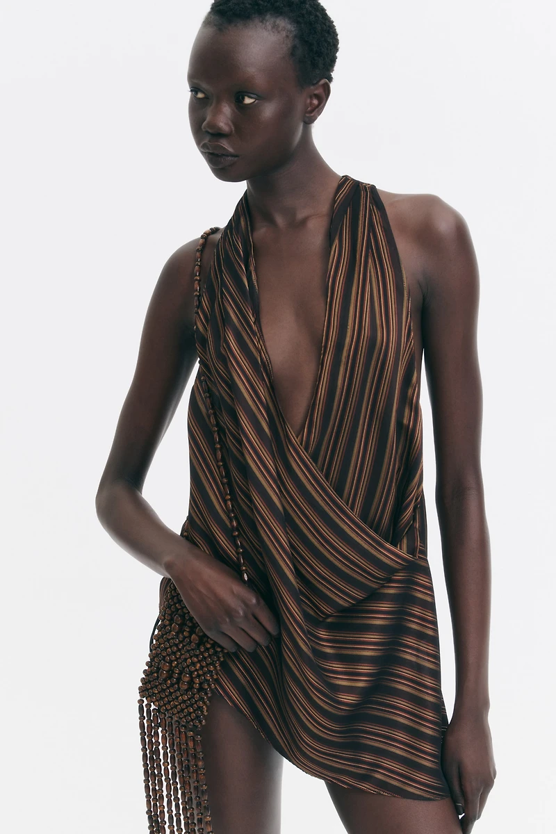 Jacquard-Weave Wrap Top