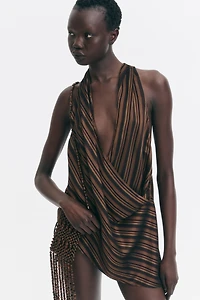 Jacquard-Weave Wrap Top