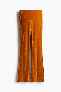 Flared Crushed-Velour Leggings