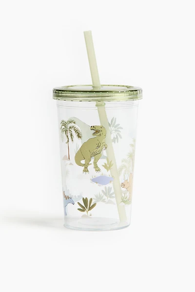 Gobelet en plastique à motif avec paille