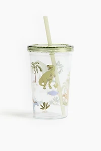 Gobelet en plastique à motif avec paille