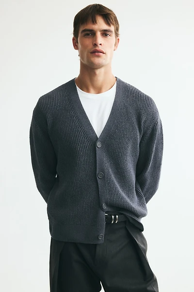 Relaxed Fit Patent-knit chenille cardigan