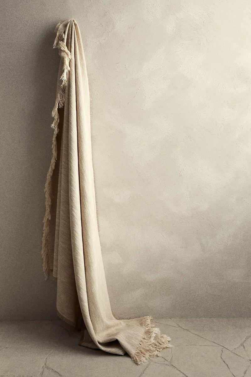 Fringed Slub-Weave Throw