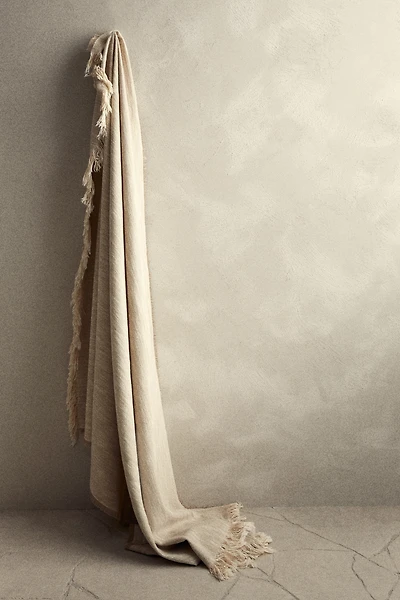Fringed Slub-Weave Throw