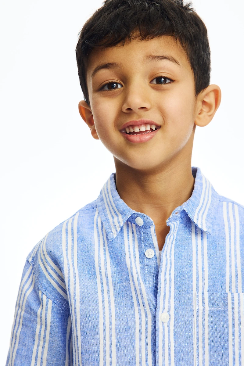 Short-Sleeved Linen-Blend Shirt