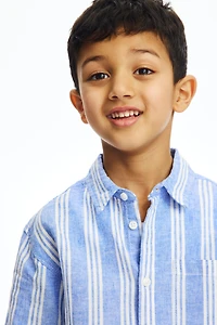 Short-Sleeved Linen-Blend Shirt