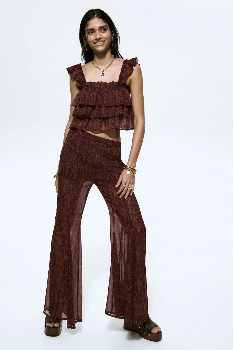 Flared Crinkled Pants