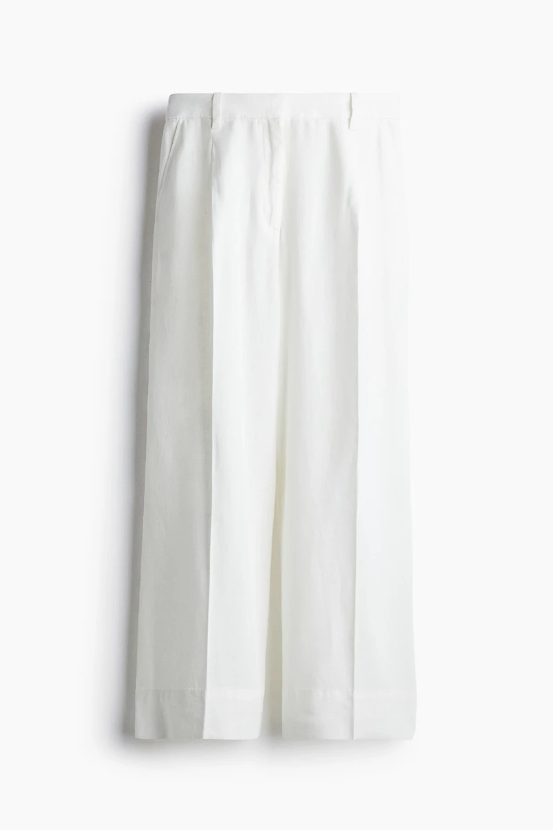 Wide-Leg Linen-Blend Pants