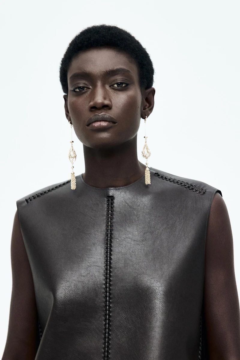 Braided-Detail Coated Dress