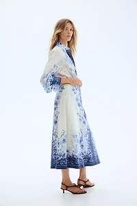 Linen-Blend Maxi Skirt