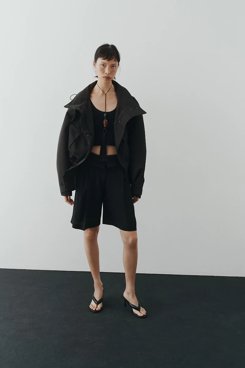 Foldover-Waist Bermuda Shorts