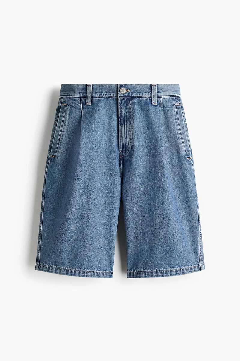 Baggy Pleated Denim Shorts