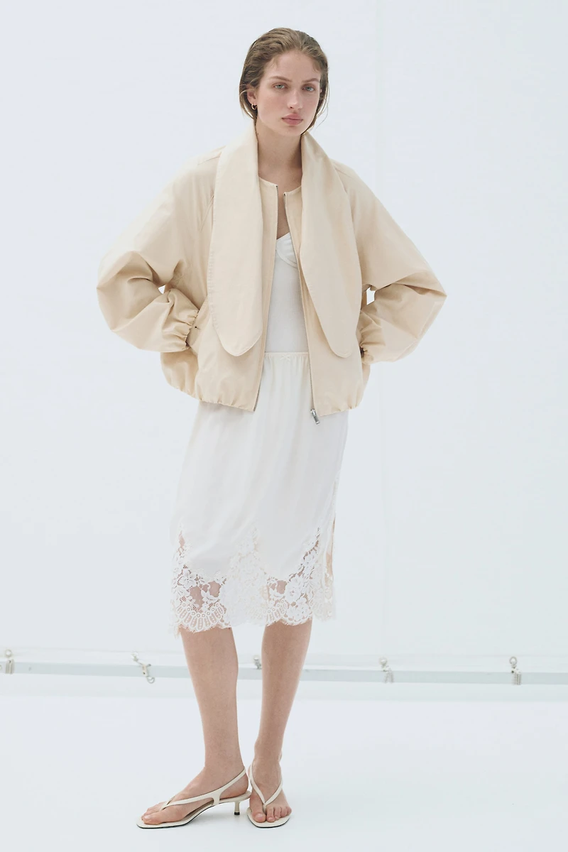 Linen-Blend Jacket with Scarf Collar