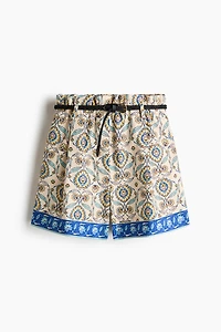 Belted Linen-Blend Shorts