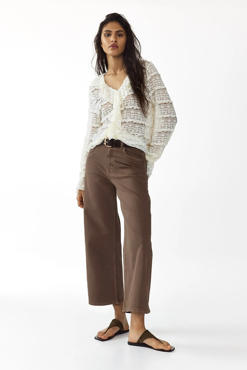 Wide High Waist Ankle Jeans