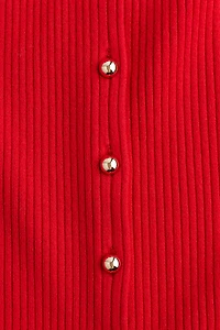 Rib-Knit Button-Front Dress