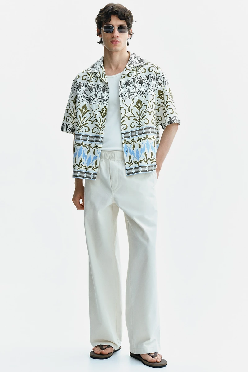 Chemise décontractée à motif avec col cubain