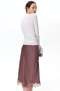 Lace-Trimmed Slip Skirt