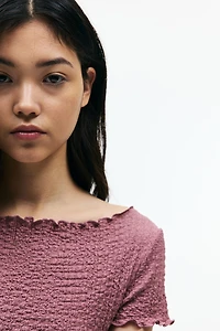 Crinkled Dress with Overlocked Trim