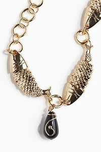 Fish-Detail Pendant Necklace