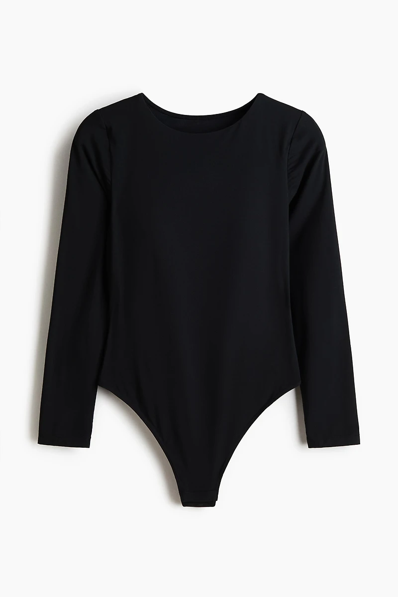 Padded-Cup Microfiber Thong Bodysuit