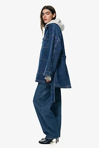 Tie-Belt Denim Jacket