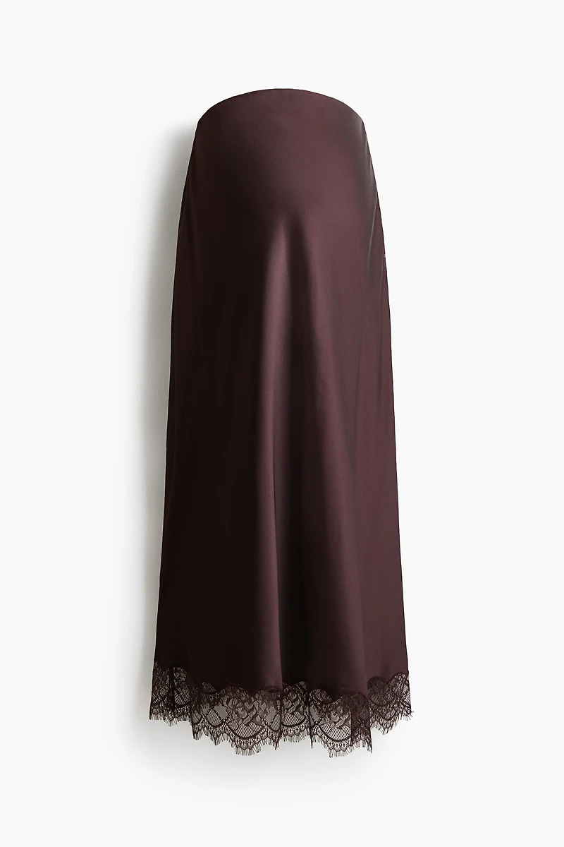 MAMA Jupe en satin avec dentelle