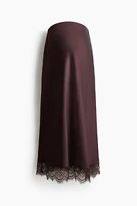 MAMA Jupe en satin avec dentelle