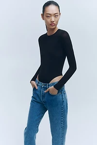 Sheer Long-Sleeved Bodysuit