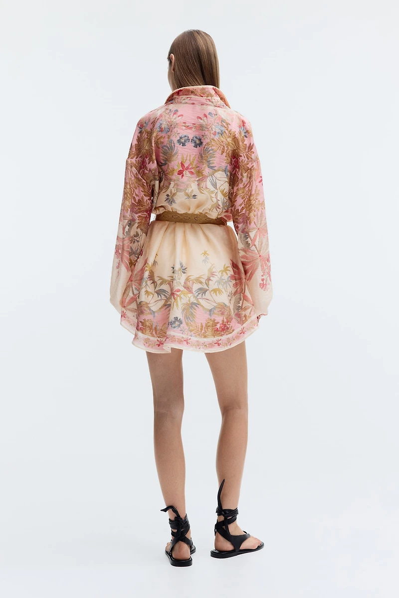 Linen-Blend Tunic Dress