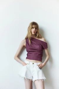 Textured One-Shoulder Top