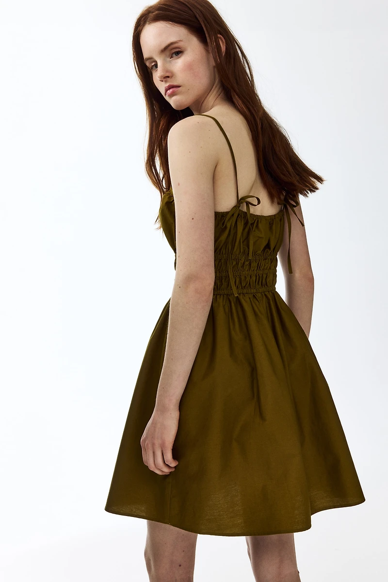 Cotton Dress with Tie-Top Shoulder Straps