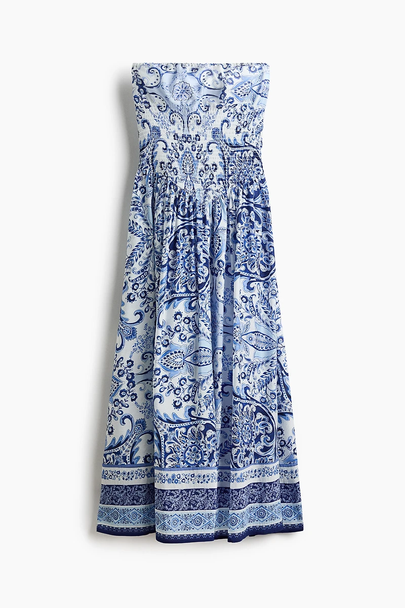 Robe bandeau à corsage nid d'abeille