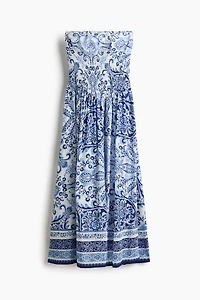 Robe bandeau à corsage nid d'abeille