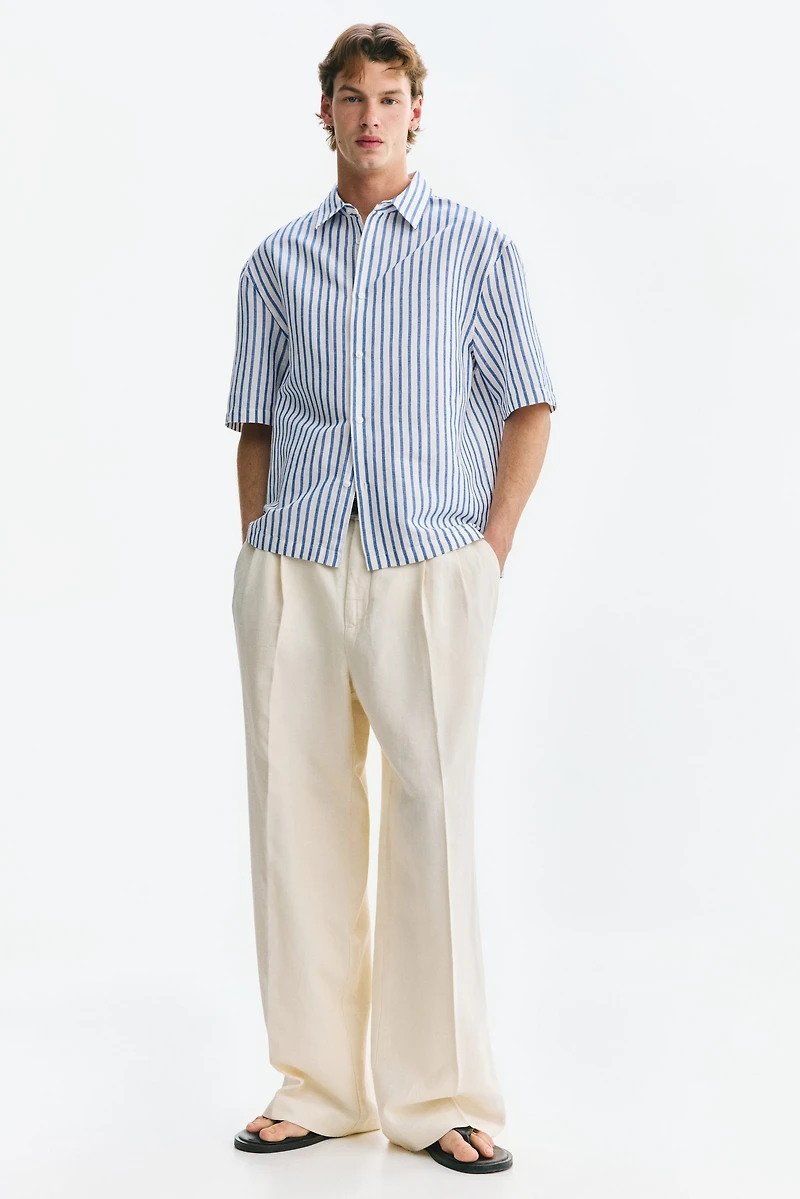 Relaxed-Fit Short-Sleeved Linen-Blend Shirt