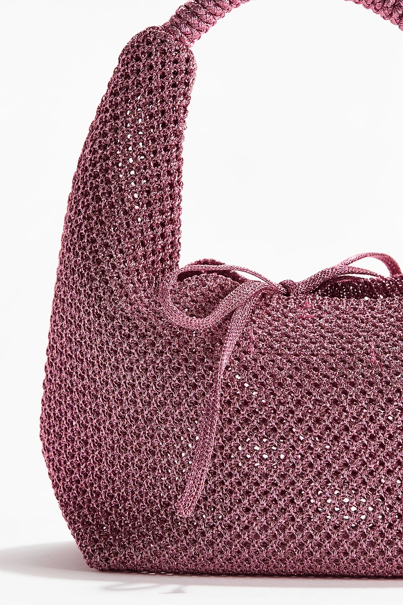 Glittery Open-Knit Handbag