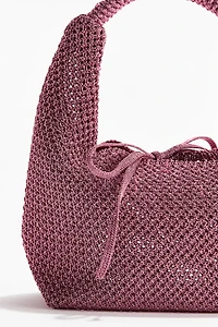 Glittery Open-Knit Handbag