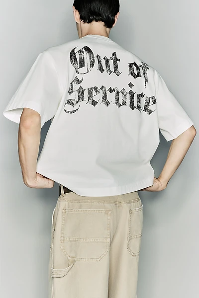 Oversized Fit Vintage-Look Printed T-Shirt