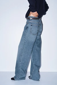 Wide-Leg Creased Jeans