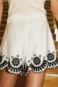 Embroidered Twill Shorts