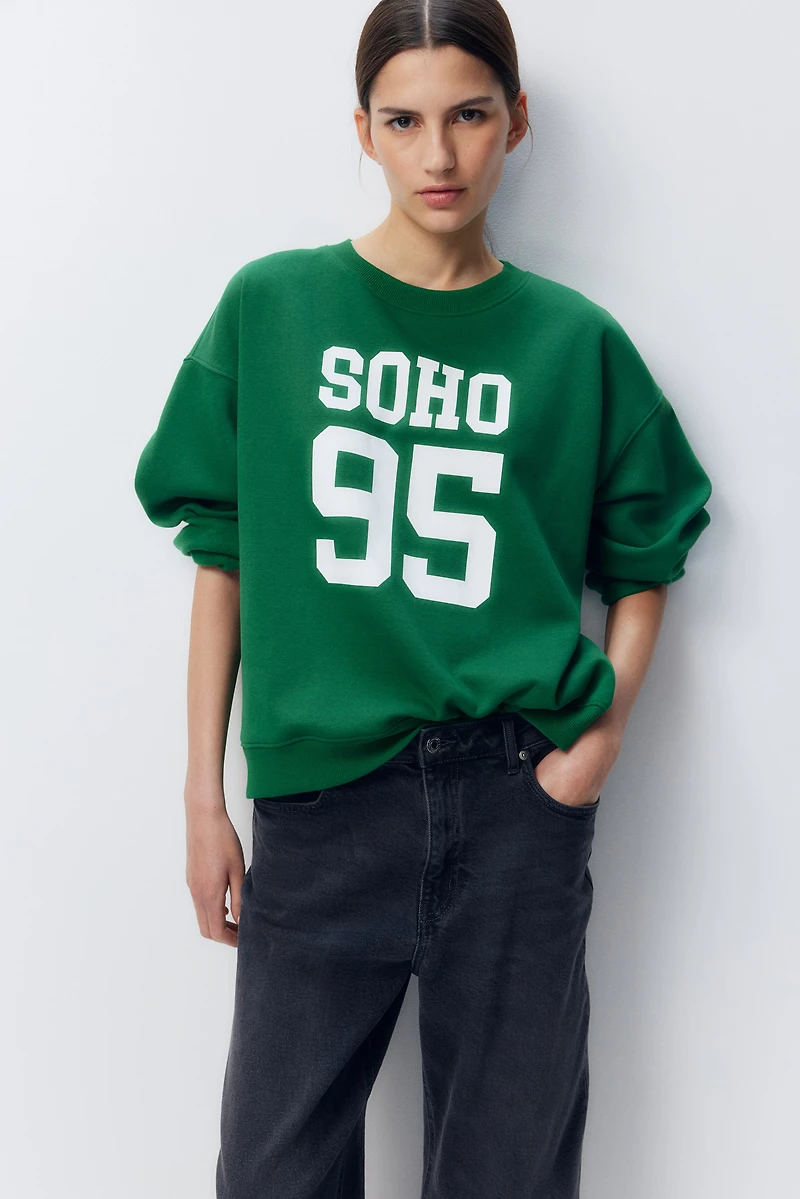 Sweatshirt with Text Motif