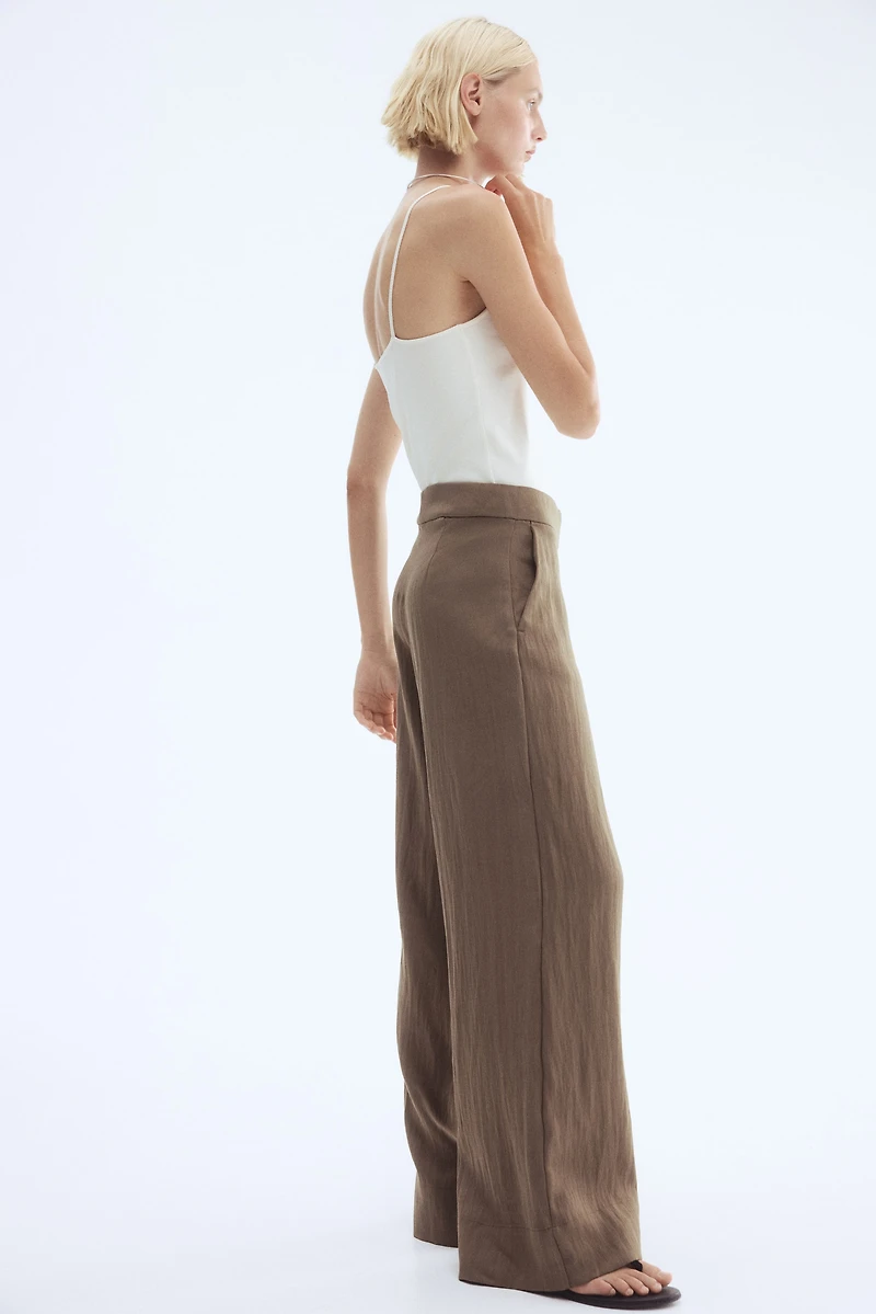 Wide-Leg Twill Pants