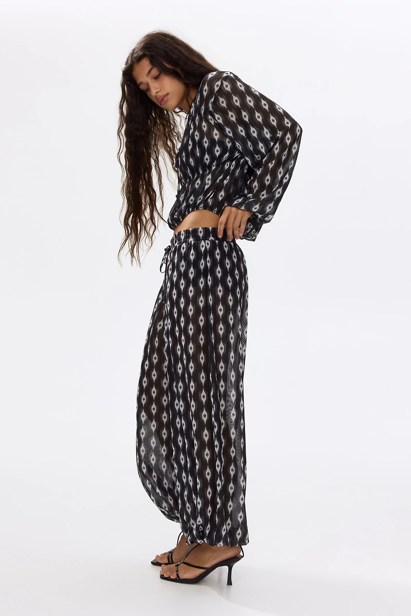 Mesh Balloon-Leg Pants