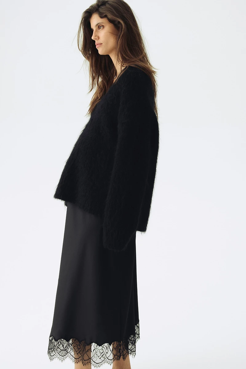 MAMA Lace-Trimmed Satin Skirt