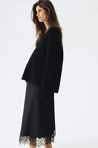 MAMA Lace-Trimmed Satin Skirt