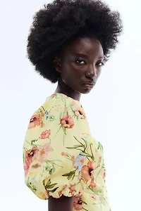 Balloon-Sleeved Cotton Dress